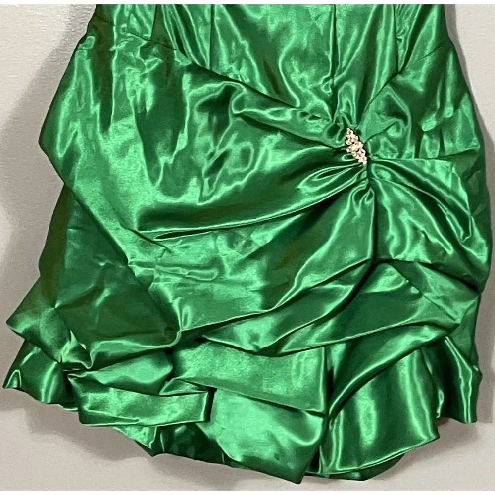 Vintage Jessica McClintock Gunne Sax Cocktail Strapless Dress Emerald Green Sz 5
